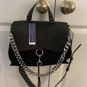 Rebecca Minkoff Medium Keith Suede & Leather Satchel Black